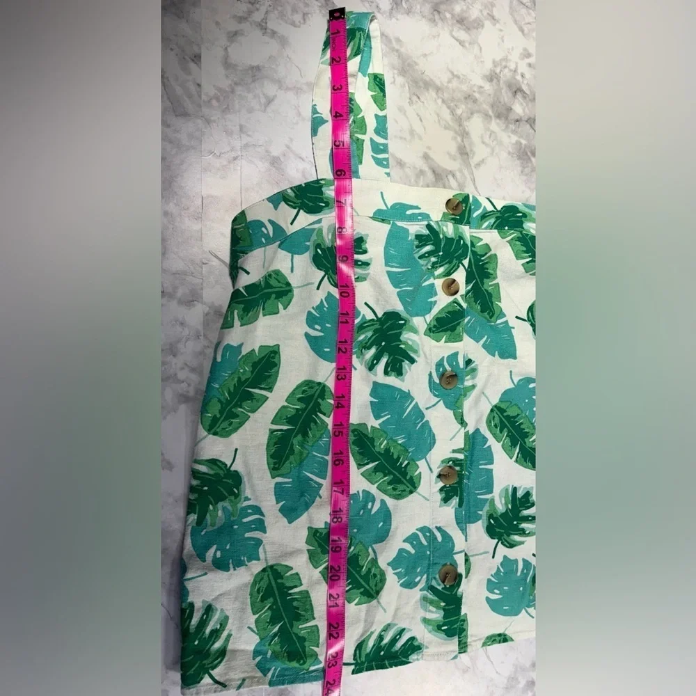 Linen Tropical Leaf Print Button-Up cropped tanktop NWT by J Crew